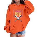 Generisch Sudadera con capucha con estampado gráfico y bolsillo delantero para niños, suéter suave para niños y niñas, naranja, 9-10 años