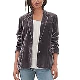 Gyaimxfu Chaqueta de Terciopelo para Mujer - Blazer Elegante de Cuello Solapa con Un Botón - Abrigo de Oficina y Noche para Otoño/Invierno