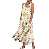 Vestido Mangas para Mujer con Floral Diseño Suelto Y Bolsillos Laterales Adecuado Uso Diario Naranja L