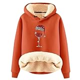 Sudaderas con capucha de Navidad genéricas para mujer de terciopelo grueso cómodo y cálido diseño de Navidad árbol estrella, naranja, M