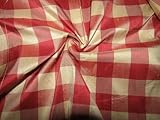 100% seda Dupion rojo y crema a cuadros de seda de 137 cm de ancho
