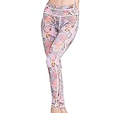 PPPPA Leggings de yoga con estampado de flores para mujer Pantalones de yoga de cintura alta Medias de fitness con bolsillo oculto Pantalones de yoga estampados para mujer activo Medias elásticas
