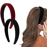 Diademas para Mujer, 2 Piezas Diademas de Terciopelo para Mujer, Diadema Acolchada de Tela de Terciopelo