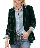 TACSTRUN Traje de Terciopelo Chaqueta Blazer Casual Manga Larga botón Bolsillos Ligero Corto Chaqueta Abrigo Blazer,Verde,XL