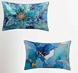 Azul Funda Cojin 40x70 Juego de 62, Abstracto Rectangular Funda Almohada 40x70cm con Cremallera Oculta, Suave Terciopelo Fundas Cojines, Fundas de Cojines para Sofá Cama Silla o Jardín Regalo A-6400