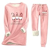 Vhersily 2025 Trajes De Navidad Conjunto Estampado Árbol Verde Terciopelo Grueso Mangas Largas Pantalones Slim Caliente Elegante Turismo Outfits Suave Cómodo Delgado Noche Sleepwear Para Otoño