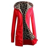 DGKaxiyaHM Leopard - Chaqueta con capucha para mujer con capucha con cierre claro y manga larga, sudaderas sueltas y descontratadas de cintura superior con bolsillo, rojo, 5XL