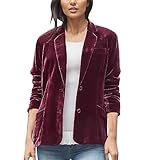 Duohropke Blazer Chaqueta elegante de terciopelo para mujer, manga larga, con un botón, chaqueta de oficina con bolsillos, cárdigan corto, moderno, chaqueta de vestir, informal, solapa de traje