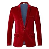 Generisch Sakko Blazer Chaqueta de entretiempo de terciopelo para hombre, corte estrecho, chaqueta de invierno, elegante y elegante, traje de negocios, baile de graduación, esmoquin, 1 botón, chaqueta