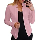 Terciopelo negro de manga larga para mujer con cuello de muesca frontal abierto traje cárdigan oficina mujer chaqueta trabajo diario abrigo mujer abrigo mujer forma campana, Rosa intenso., XL