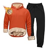 Traje deportivo casual de 2 piezas para hombre - Zip/suéter con capucha y pantalones de chándal manga larga jogging cremallera conjunto ocio, 1a-naranja, M