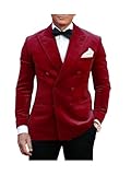Blazer de terciopelo para hombre, color sólido, dos botones, chaqueta de esmoquin para graduación, chaqueta deportiva para boda, cena, fiesta, granate, 56