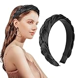 Huiguli Diadema de Terciopelo Trenzado, Terciopelo Nudo Turbantes para Mujer, Vintage Bandas Antideslizante para Niñas, Mujeres, Moda Negro
