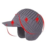 Gorro de punto de invierno | Sombrero a bordo con orejas elásticas | Sombrero de borde multifunción para ciclismo, camping, trotar, gris oscuro, L