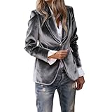 MJGkhiy Chaqueta de mujer de terciopelo vintage elegante ceremonia con curvas blazer corto cuello solapa chaquetas de vestido y blazer con botón casual abierto delante chaleco Tailleur de invierno