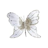PANGBOER Adorno de mariposa brillante para decoración de Navidad, tela de espuma resistente a los golpes, adorno colgante para repisas de ventana, adorno de mariposa brillante de Navidad