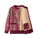 TOSOFT 4 Estilos De Chaquetas De Terciopelo Térmico Para Abuelas Jerséis Y Abrigos De Lana Para Mujeres Mayores De Mediana Edad, Tallas Grandes(Red 2,2X-Large)