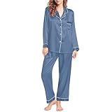 Pijama genérico para mujer y hombre, raso otoño invierno - Tops con solapa, conjunto de 4 piezas, seda suave, alto botones, cómodo, traje de noche, ligero, pijama de novia elegante para cuatro