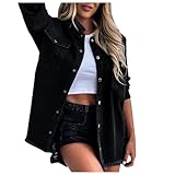 Generisch Chaqueta vaquera rasgada para hombre, de longitud media, chaqueta vaquera de gran tamaño, chaqueta vaquera con botones, chaqueta moderna para el tiempo libre, chaqueta desgastada, chaqueta