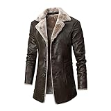 BFSGBFNTMD Chaqueta De Cuero De Longitud Media para Hombre, Chaqueta De Piel De Felpa para Hombre De Negocios De OtoñO E Invierno Ouma Plus, Traje De Solapa Grande De Terciopelo