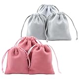 Abaodam Bolsas de Obsequio Cordón para Joyas 6 Piezas Tamaño Pequeño y Mediano en Colores Rosa Fuerte y Gris, Bolsas Portátiles de Almacenamiento para Embalaje y Uso en Color Aleatorio