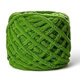 Hilo grueso de felpilla afelpada, 100 g (49.2 yardas), hilo de terciopelo esponjoso para tejer mantas y ganchillo, hilo de bebé para ganchillo suave, hilo de amigurumi (verde lima)