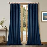 StangH - Cortinas opacas con presillas traseras, bloqueo de calor y privacidad para dormitorio, sala de estar o puerta corredera de cristal, 132 x 229 cm, 2 paneles, azul marino