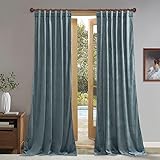 StangH - Cortinas largas de terciopelo de lujo para puerta corredera de cristal o ventana francesa, oscurecimiento para dormitorio o habitación infantil, azul piedra, 132 x 274 cm, 2 paneles