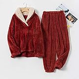 ZXLIHS Camisón, Conjunto de Pijama Morado de Terciopelo cálido de Invierno para Mujer, Ropa de Dormir de satén para el hogar de Franela, Ropa de Dormir Suave de Seda de XL 1 (1 XXL) (3 XL)