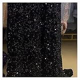 Tela de lentejuelas de terciopelo para vestido de noche de graduación, brillante, decoración de boda, material de fiesta (negro, 2 metros de largo)