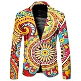 Carnaval Blazer Hombre Americana Estampada - Camisa Estampada con Cuello Redondo Informal para Hombre, Talla Grande, Color sólido, de graduación
