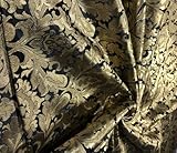 Brocade Heavy King KHAB Tela con jacquard blanco dorado de 111.8 cm de ancho, disponible en 2 colores, rosa ardiente y negro, BRO1052 negro