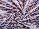 Tela Dupion Ikat de seda 100 % pura, color azul marfil x rojo, 111,8 cm de ancho