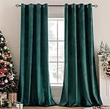 MIULEE Cortinas Salon Terciopelo Verde Oscuro con Ojales, 2 Piezas Cortinas Terciopelo Invierno 140x245 CM (An x Al), Cortinas Termica Terciopelo para Dormitorio, Suave Cortina Habitacion Terciopelo