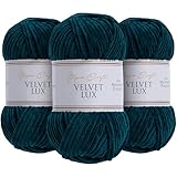 Utopia Crafts Velvet Lux - Ovillo de chenilla súper suave y grueso para tejer y ganchillo, 3 unidades, 100 g (verde petróleo)
