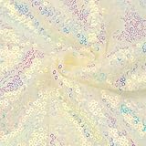 QUARKZMAN Tela De Lentejuelas Iridiscente Amarillo Claro, Por Yardas, 1 Yarda Longitud 4.3 Pies Ancho Tela De Terciopelo Con Lentejuelas Brillante Y Espumosa, Corredores De Mesa