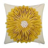OiseauVoler 3d girasoles bordado Throw almohada casos hecho a mano fundas de cojín de decoración para el hogar sofá coche cama habitación Decor 18 x 18 pulgadas amarillo