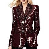 Blazer Mujer,Blazer De Lentejuelas Negro para Mujer Chaqueta Brillante O Chaqueta De Traje De Manga Larga con Purpurina para Mujer Cárdigan Abierto Al Frente Blazer Brillante Abrigo Informal para F
