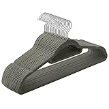 SONGMICS Percha de Terciopelo, Juego de 20, Antideslizantes, con Barra Corbata y Gancho Giratorio 360°, 0,6 cm Espesor, Ahorra Espacio, 43,5 cm Largo, para Abrigo Pantalón, Gris CRF20V