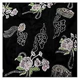 100cm * 130cm Patrón Floral Color Negro Terciopelo Bordado Telas Jacquard for Coser Vestido Cheongsam Ropa