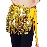 Generisch Faldas de lentejuelas para mujer, disfraz de danza del vientre, lentejuelas, borla, ropa de cintura, vestidos, falda, cinturón, festival, ropa de cintura, falda para danza del vientre