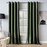 MIULEE Cortinas Terciopelo Verde Salon Modernas 2 Piezas, Lujuriosas Cortinas de Terciopelo Suave Semiopacas, Cortina Termicas Aislantes Frio Anti Luz Invierno Ventana Cortina Dormitorio con Ojales