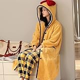 ZXLIHS Ropa de Dormir para Mujer Conjunto de camisón de intensificación Pijamas de Invierno Pijamas con Capucha Estilo versión Suelta (Color: Amarillo, Tamaño: Código XL) (Código Amarillo XXL)