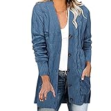 Chaqueta Holgada de Punto con Botones giratorios, Manga Larga, Estilo Informal # L