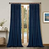 StangH - Cortinas invernales de terciopelo con aislamiento térmico para sala de estar, cortinas opacas para dormitorio infantil o patio, 132 x 213 cm, 2 paneles, azul marino