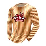 Genérico Camiseta de Carnaval para Hombres de Colonia con Cuello Redondo y Manga Larga Atuendo Festivo Camiseta de Manga Larga A Rayas Rojas y Blancas con Escudo de Colonia Tops A Rayas