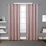 Exclusive Home Curtains Terciopelo Par de Paneles de Cortinas con Ojales en la Parte, Poliéster, Rosa encarnado, 54x84, 2