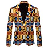 Blazer Hombre Fiesta Americana Tailored Fit - Moda para Hombre Ocio Estilo Africano Botones de Bolsillo Impresos Chaqueta Manga Larga Traje Tops