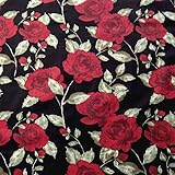 Vestido de tela de algodón orgánico con estampado ecológico GOTS, costura de 44 pulgadas de ancho (por metro, color negro floral OC7)