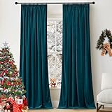 PONY DANCE Cortinas Salon Opacas Cortinas Terciopelo Cortinas Termicas Aislantes Frio y Calor Cortinas Dormitorio 2 Piezas Cortina Gruesa para Riel (300 g/m2), 132x220 CM, Azúl Zafiro